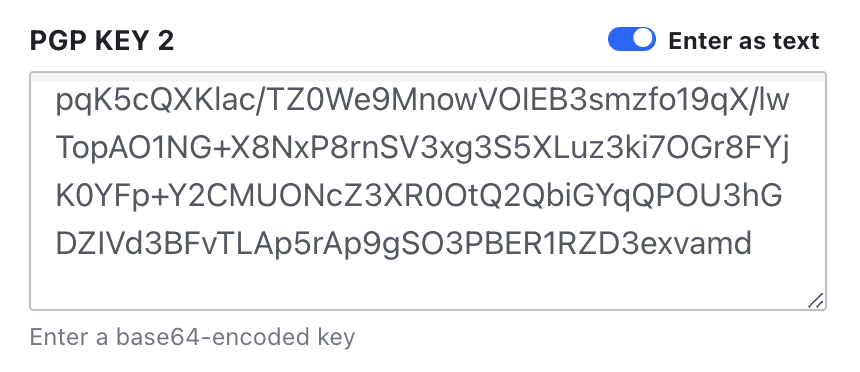 Screen shot showing pasted base64 public key in Vault UI